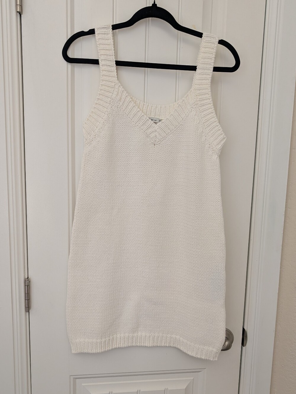 NWOT V-Neck Knit‎ Tank Dress in Cream M - Picture 2 of 8